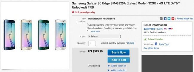Fotografía - [Alerta Trato] Renovado AT & T desbloqueado Samsung Galaxy S6 Edge ir para $ 550 en eBay